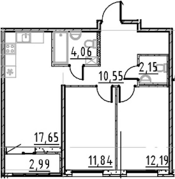 2-комнатная квартира 58.44 м², 6/9 эт., ЖК «Город Первых»